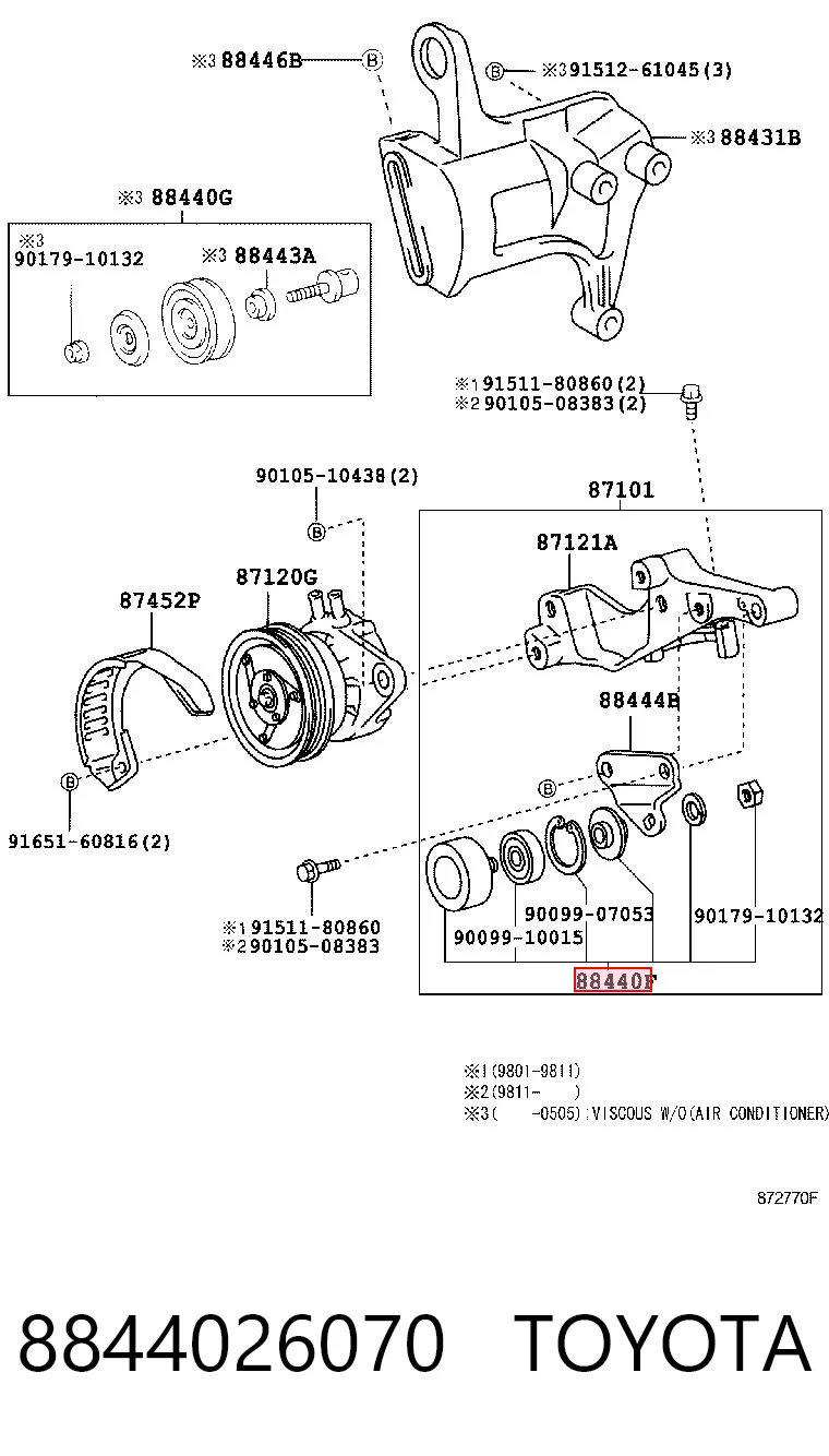 8844026070 Toyota Rolo parasita da correia de transmissão