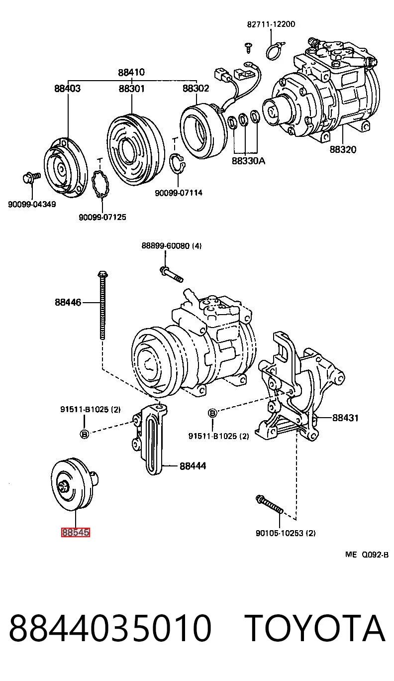 8844035010 Toyota Rolo de reguladora de tensão da correia de transmissão