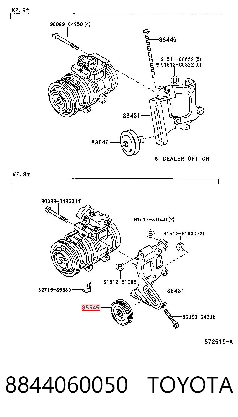 8844060050 Toyota Rolo parasita da correia de transmissão