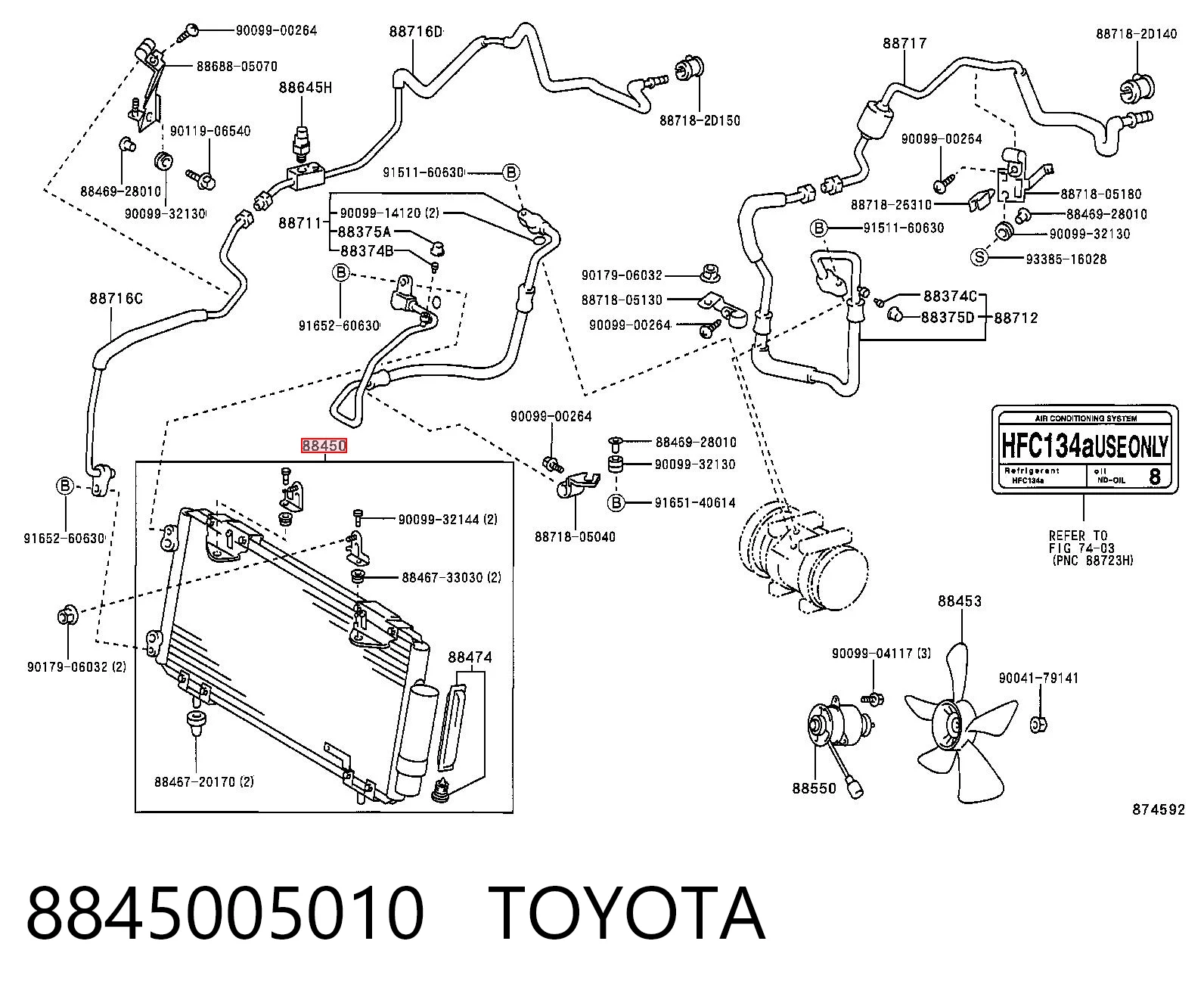 Radiador de aparelho de ar condicionado para Toyota Avensis I T22