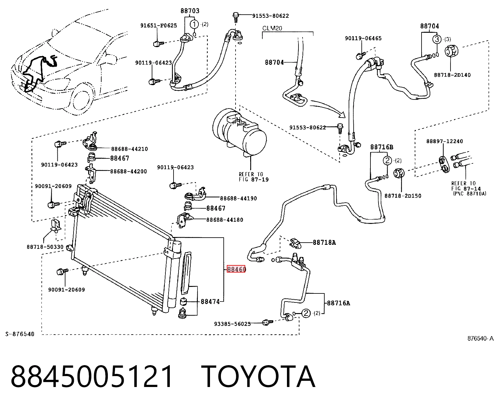 8845005121 Toyota Radiador de aparelho de ar condicionado