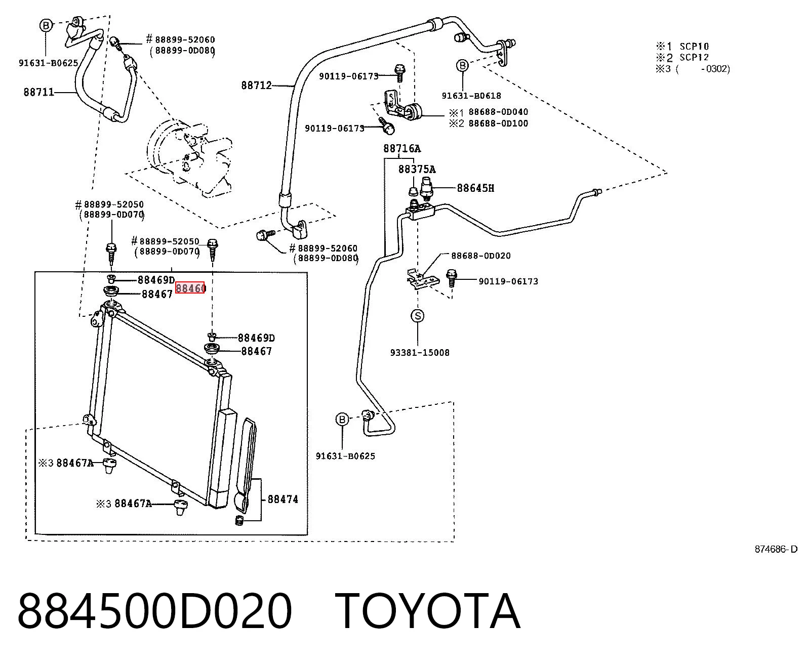  Radiador de aparelho de ar condicionado Toyota Yaris hatchback (P10) (1999 - 2005) 