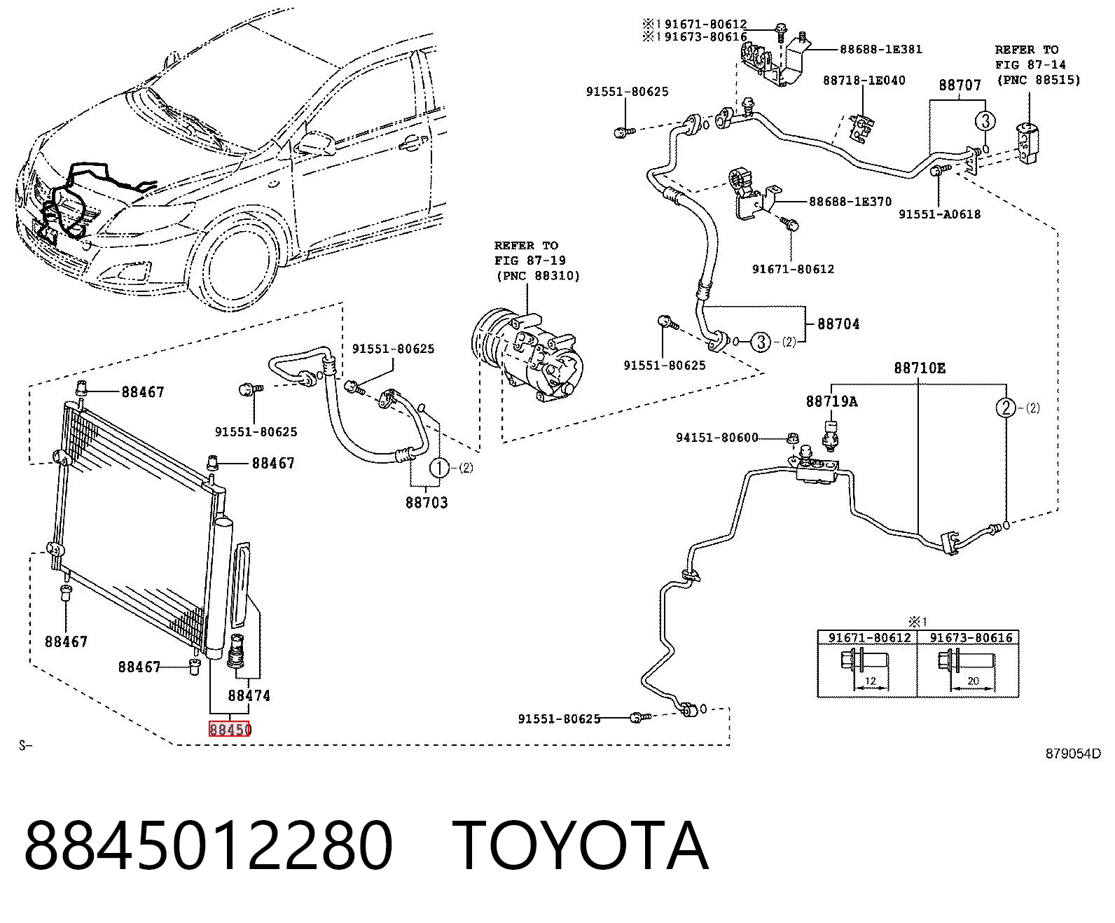 8845012280 Toyota Radiador de aparelho de ar condicionado