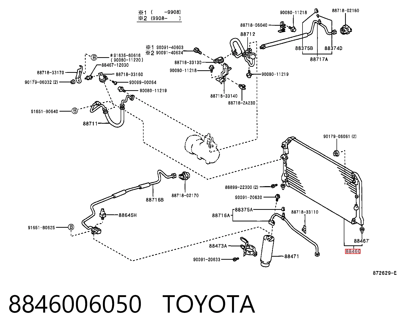 Radiador de aparelho de ar condicionado para Toyota Camry IV V20