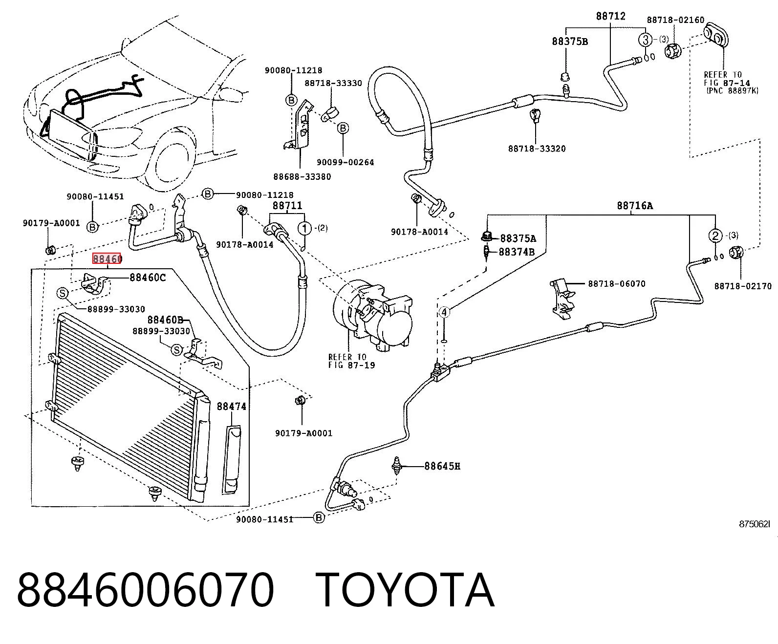 8846006070 Toyota Radiador de aparelho de ar condicionado