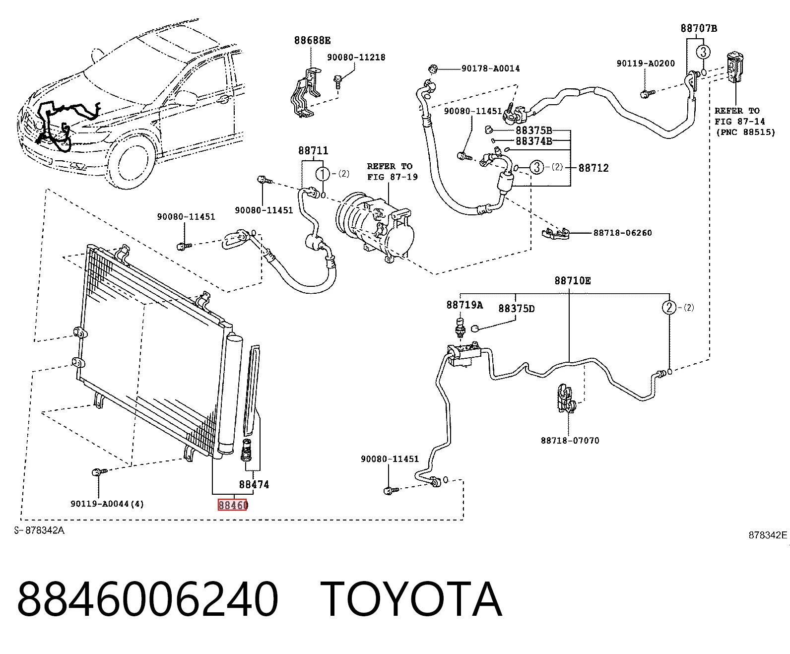 8846006240 Toyota Radiador de aparelho de ar condicionado