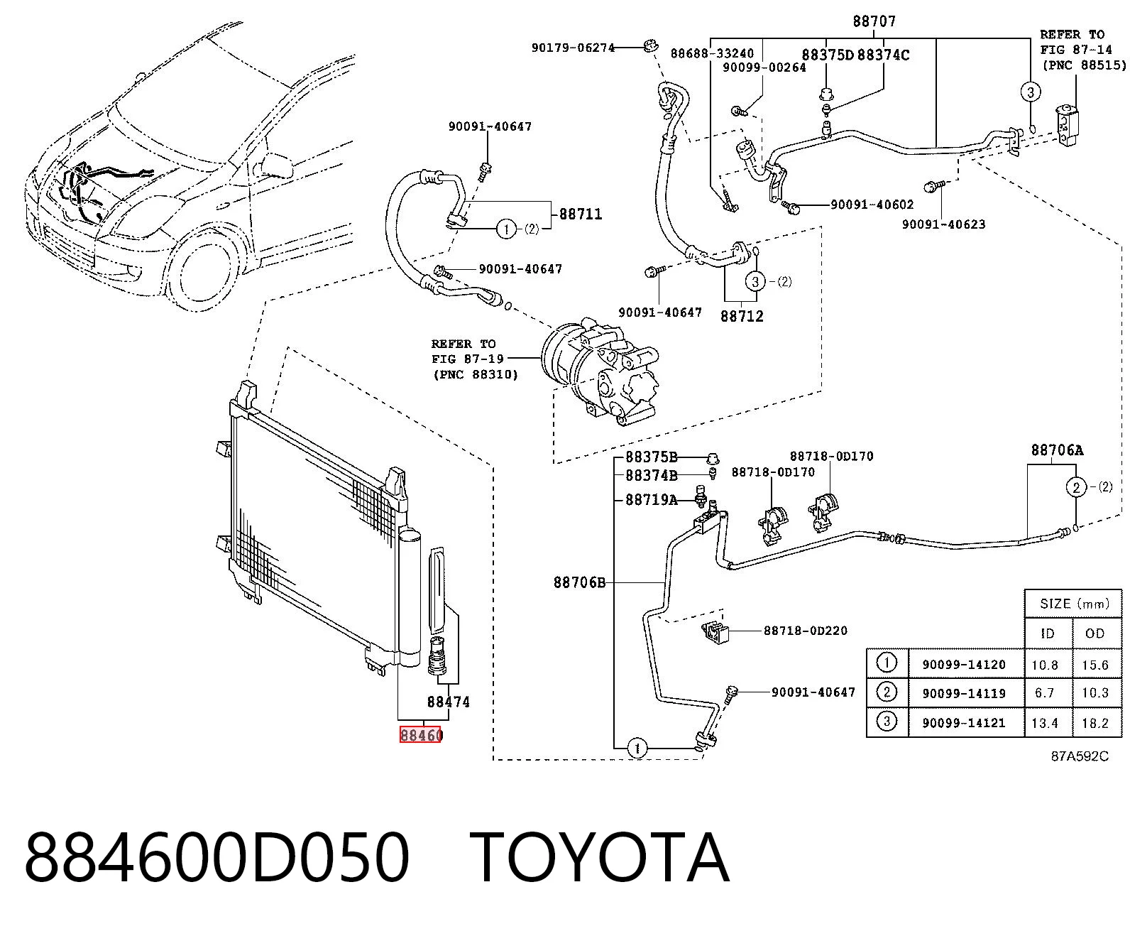 Radiador de aparelho de ar condicionado Toyota Yaris  SP90