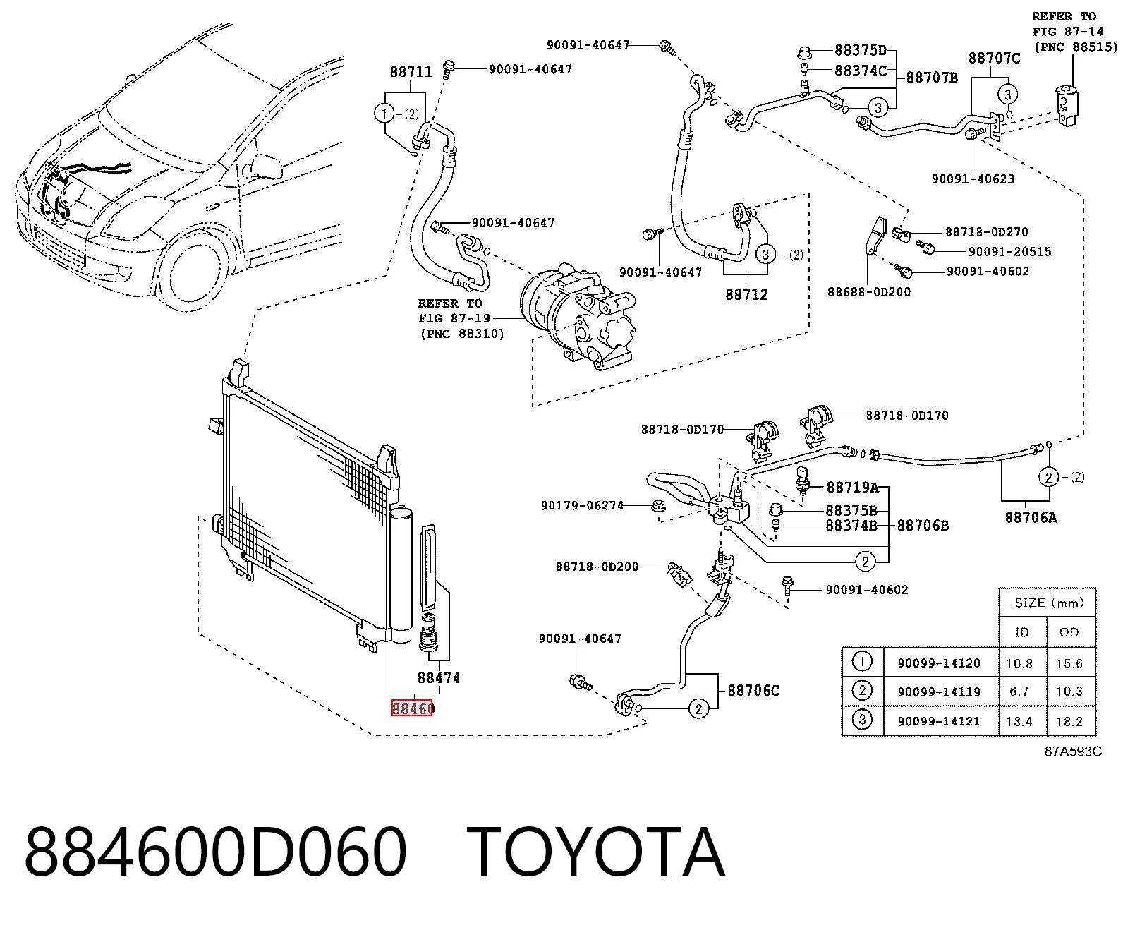 Radiador de aparelho de ar condicionado Toyota Yaris  P13