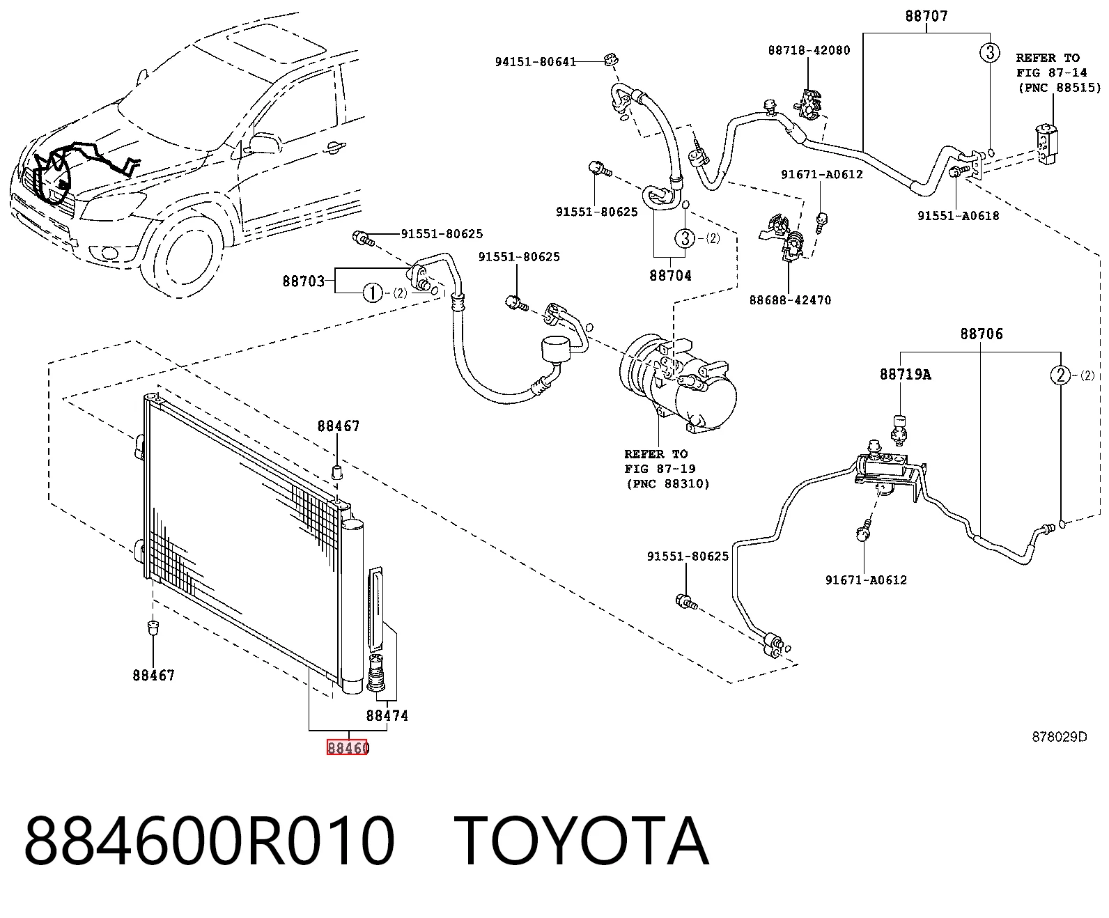 Radiador de aparelho de ar condicionado Toyota RAV4 III A3