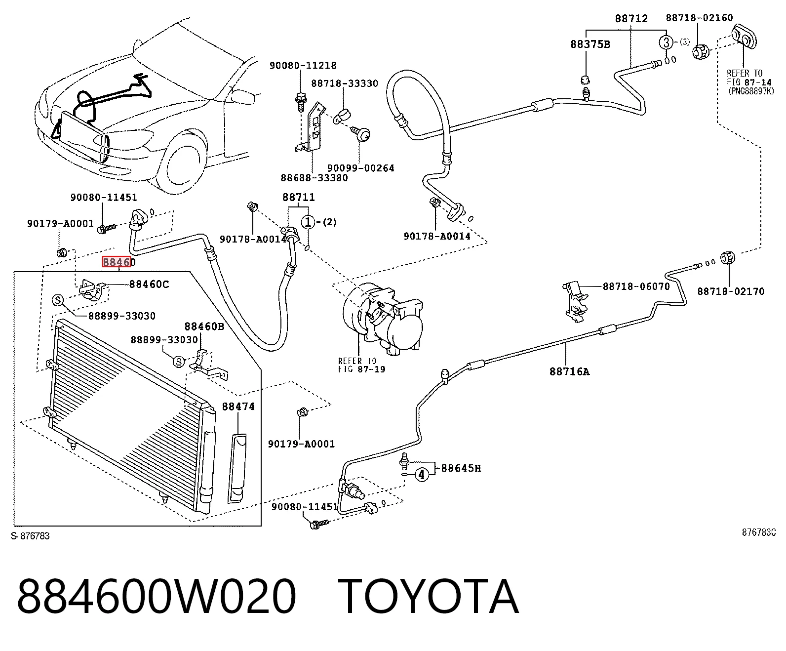 Radiador de aparelho de ar condicionado para Toyota Camry V V30