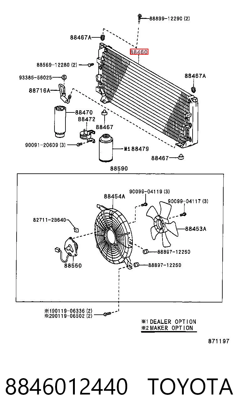 8846012440 Toyota Radiador de aparelho de ar condicionado