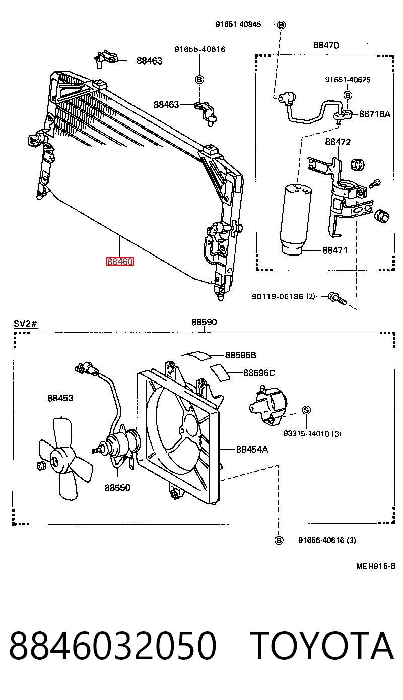Radiador de aparelho de ar condicionado para Toyota Camry II V2