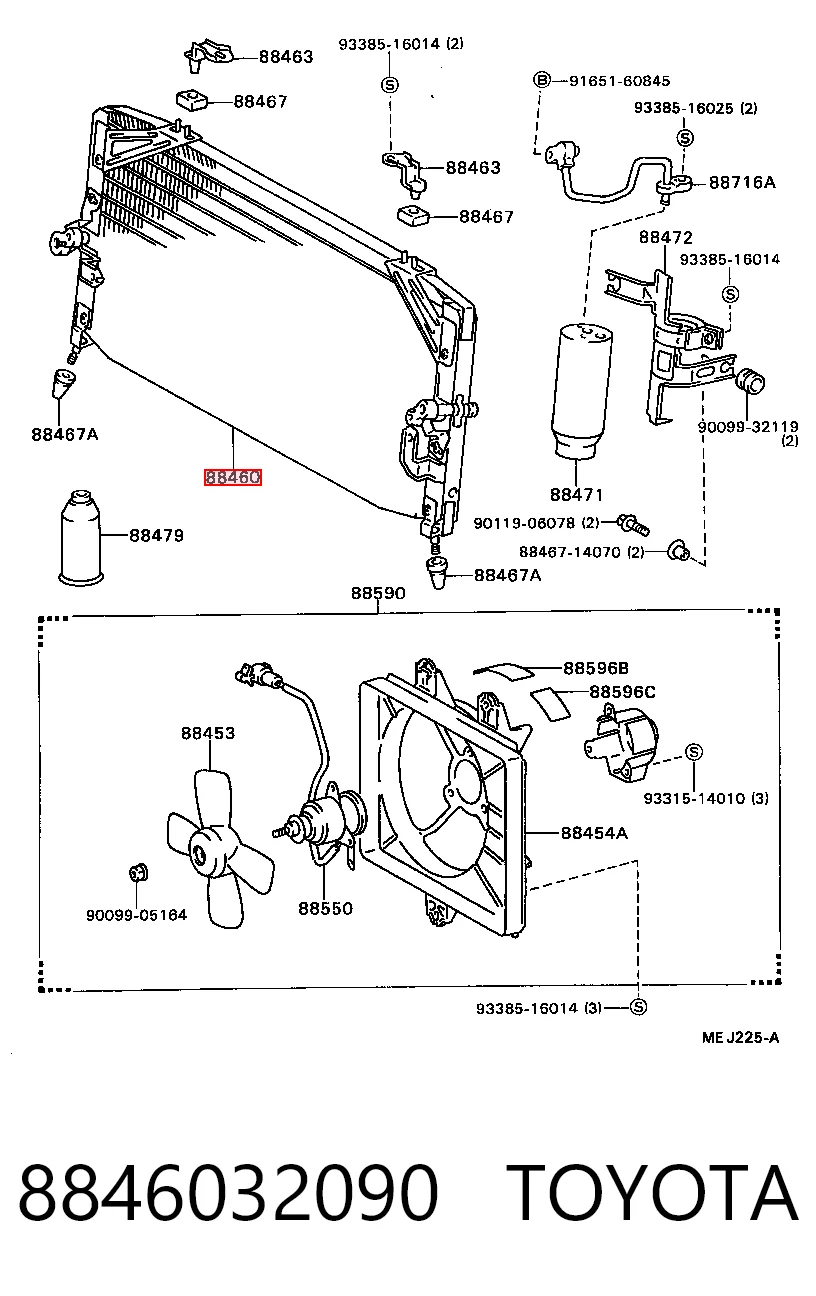  Radiador de aparelho de ar condicionado Toyota Camry II sedan (V2) (1986 - 1991) II