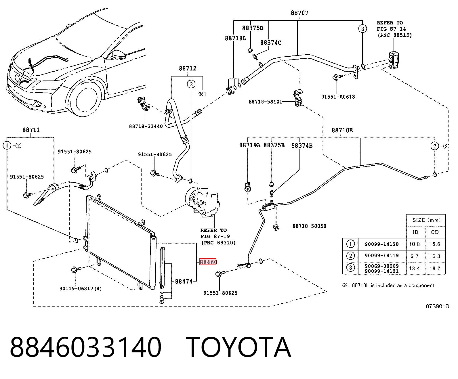 8846033140 Toyota Radiador de aparelho de ar condicionado