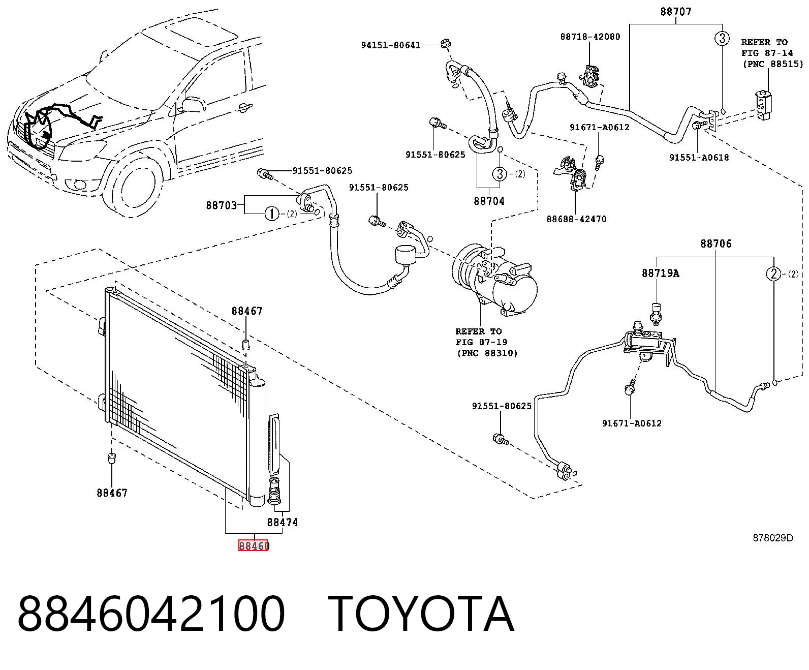 8846042100 Toyota Radiador de aparelho de ar condicionado