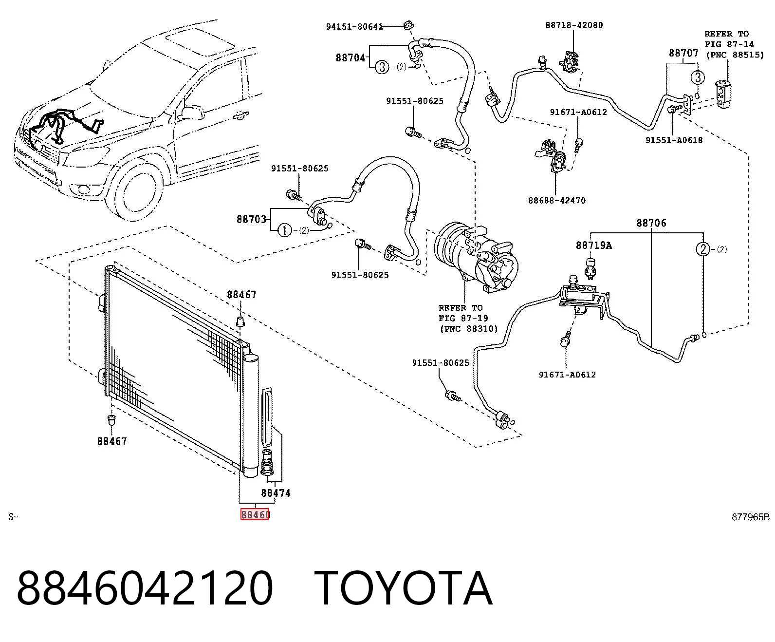 8846042120 Toyota Radiador de aparelho de ar condicionado
