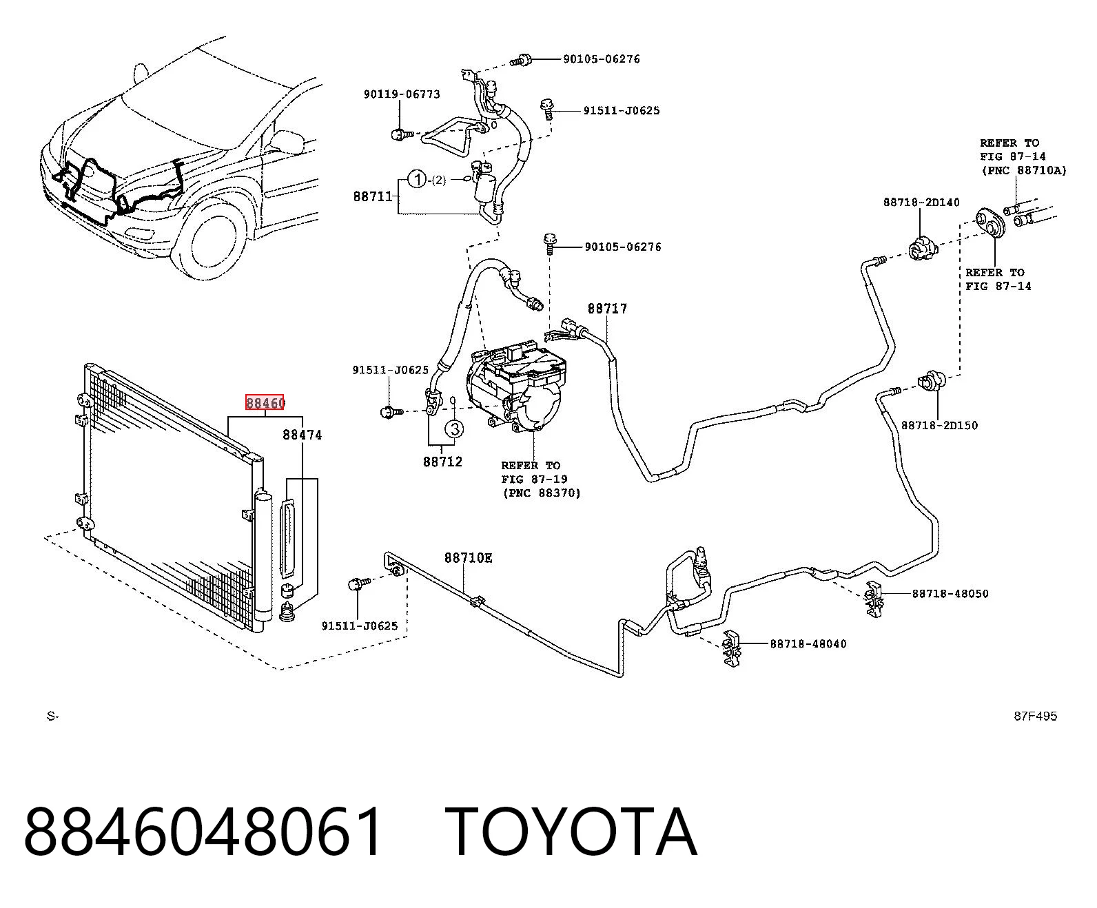 8846048061 Toyota Radiador de aparelho de ar condicionado