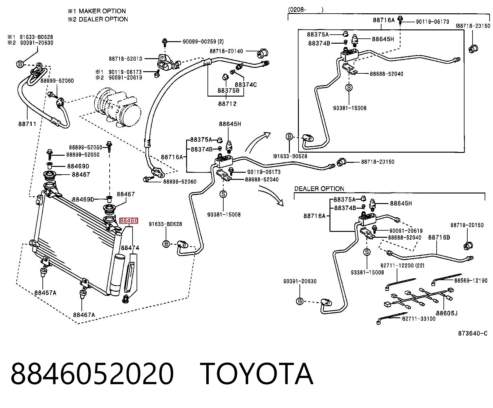 8846052020 Toyota Radiador de aparelho de ar condicionado