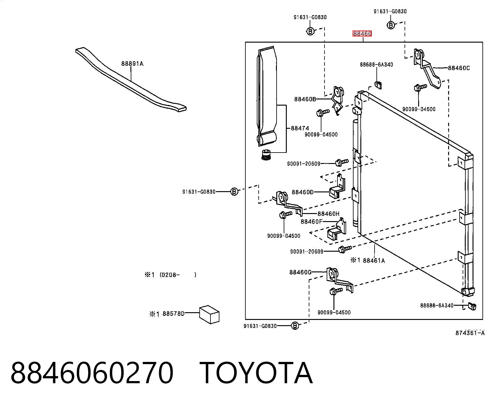 8846060270 Toyota Radiador de aparelho de ar condicionado