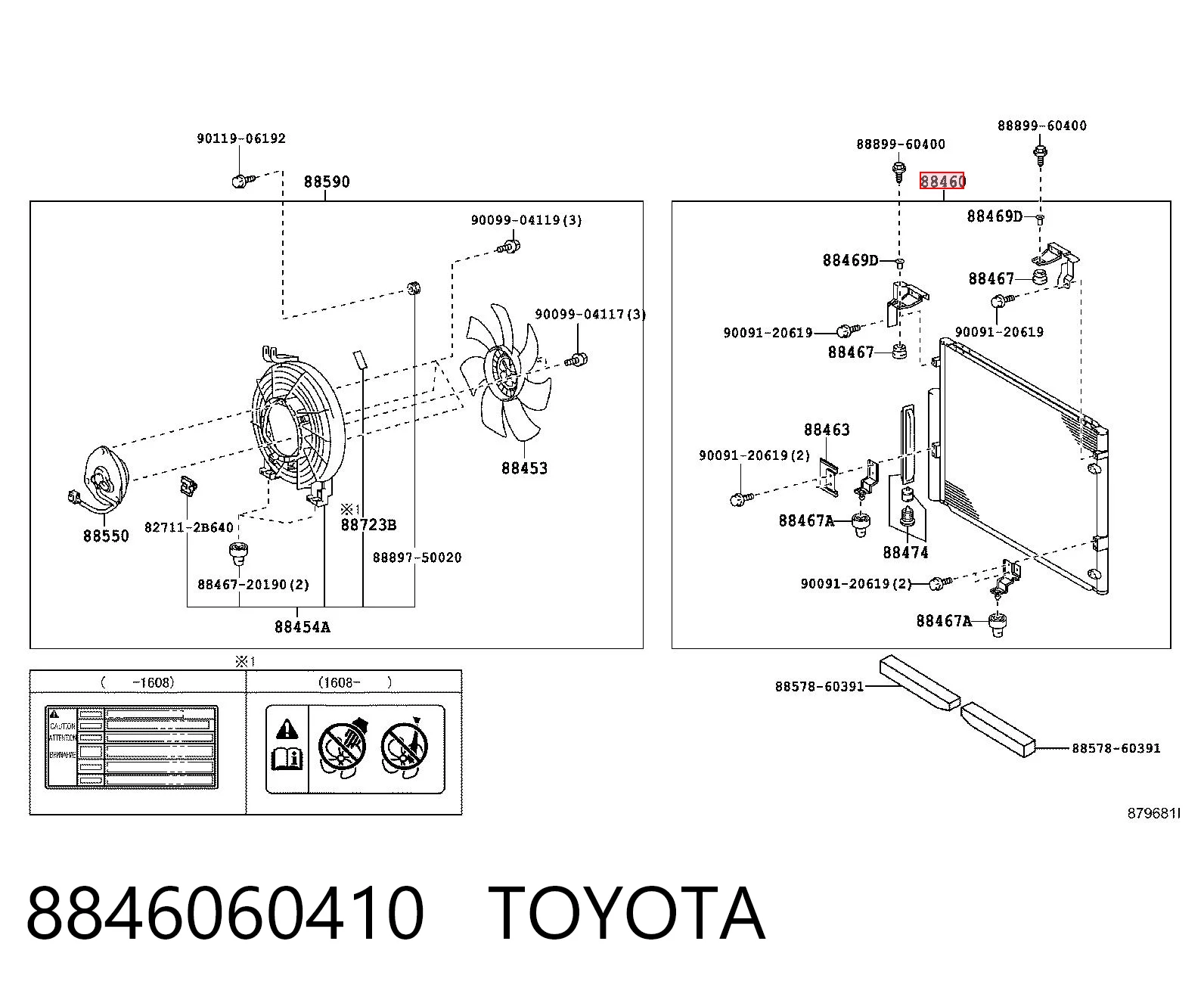 8846060410 Toyota Radiador de aparelho de ar condicionado