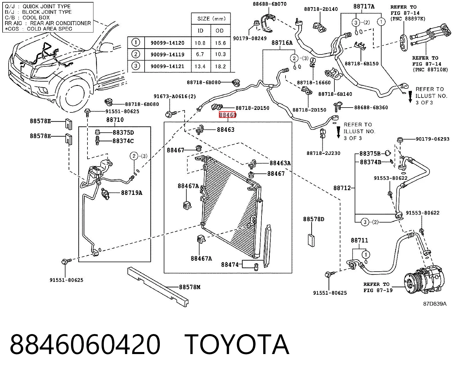 8846060420 Toyota Radiador de aparelho de ar condicionado