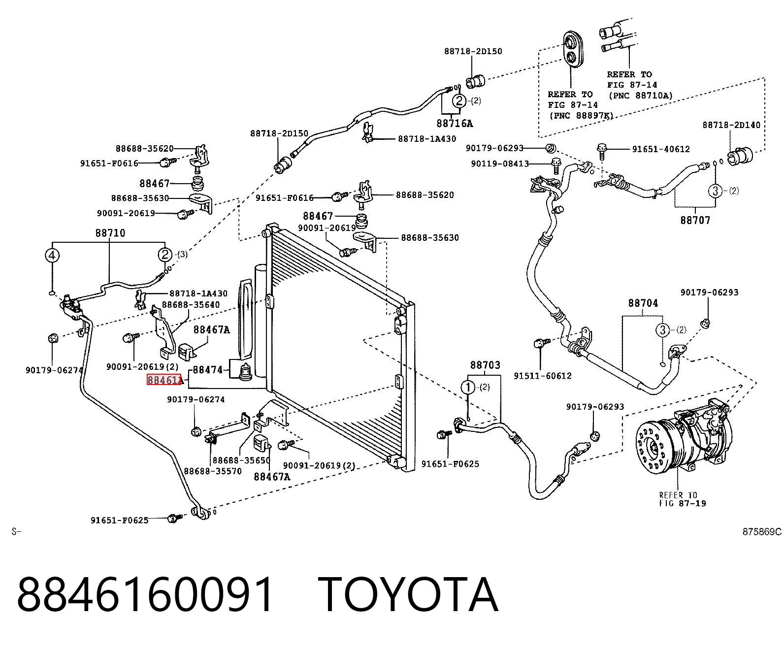 8846160091 Toyota Radiador de aparelho de ar condicionado
