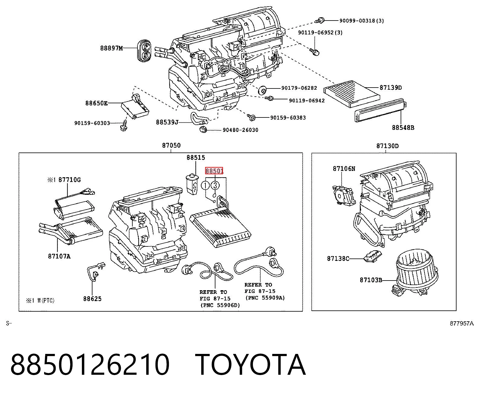 8850126210 Toyota Vaporizador de aparelho de ar condicionado