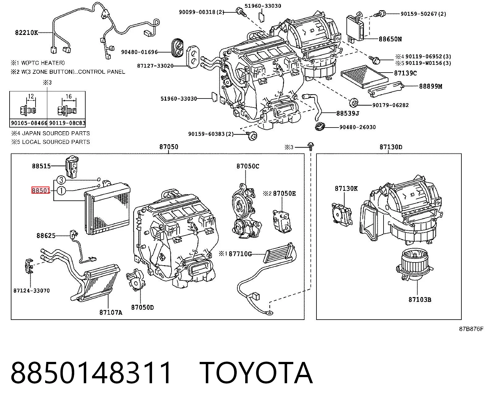 Vaporizador de aparelho de ar condicionado Lexus RX 270/350/450H AGL10, GGL15, GYL15