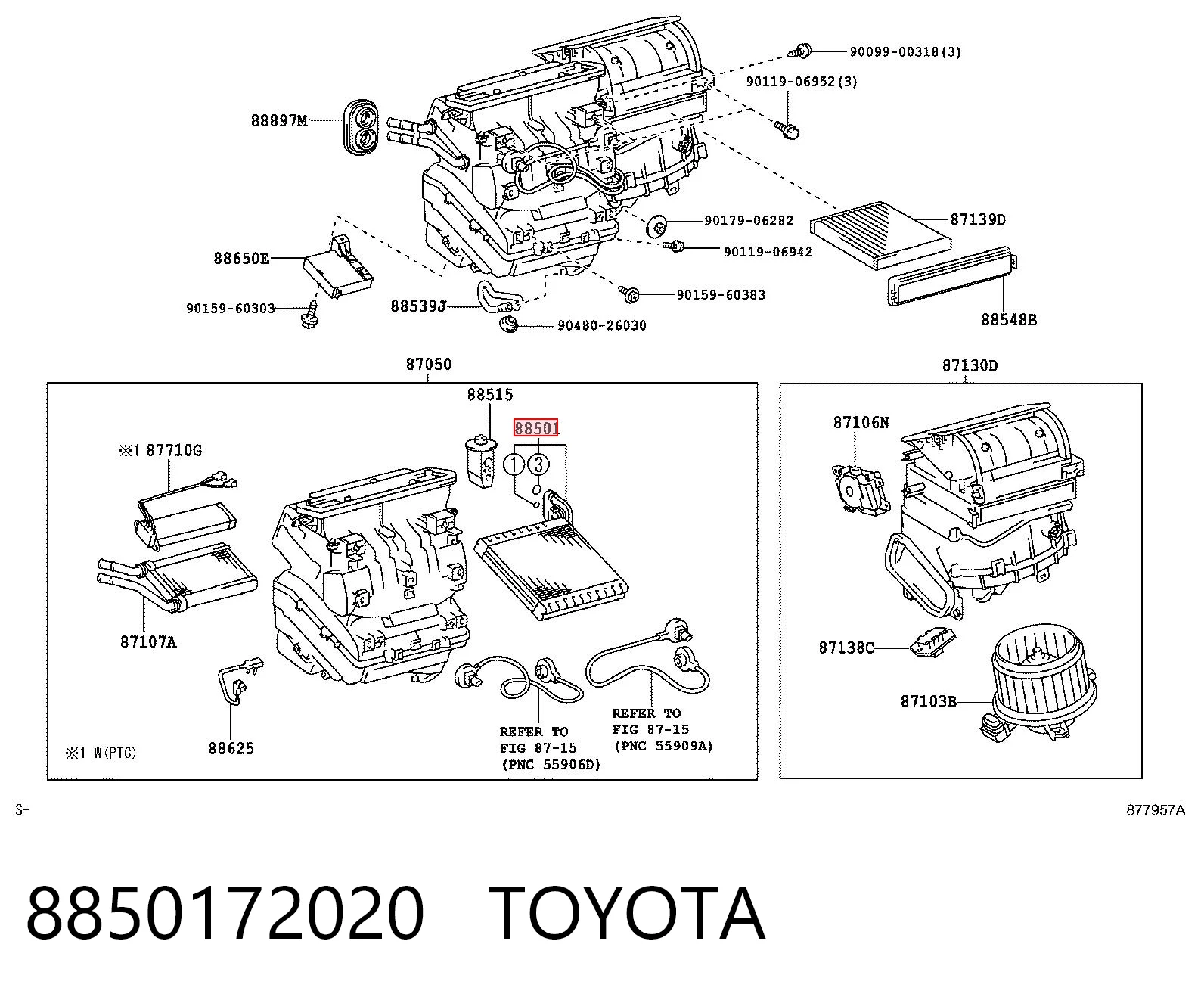 8850172020 Toyota Vaporizador de aparelho de ar condicionado