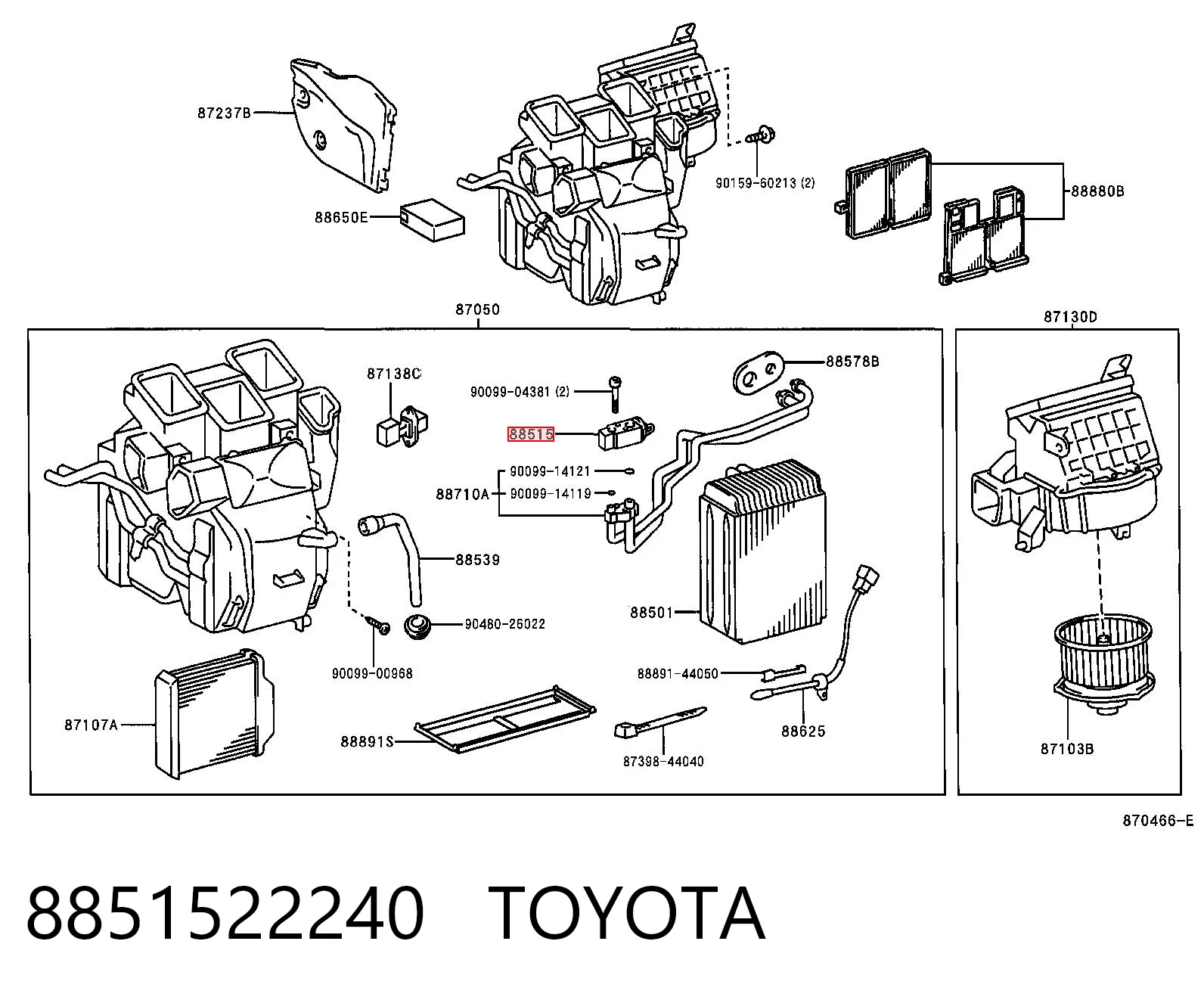 8851522240 Toyota Válvula TRV de aparelho de ar condicionado