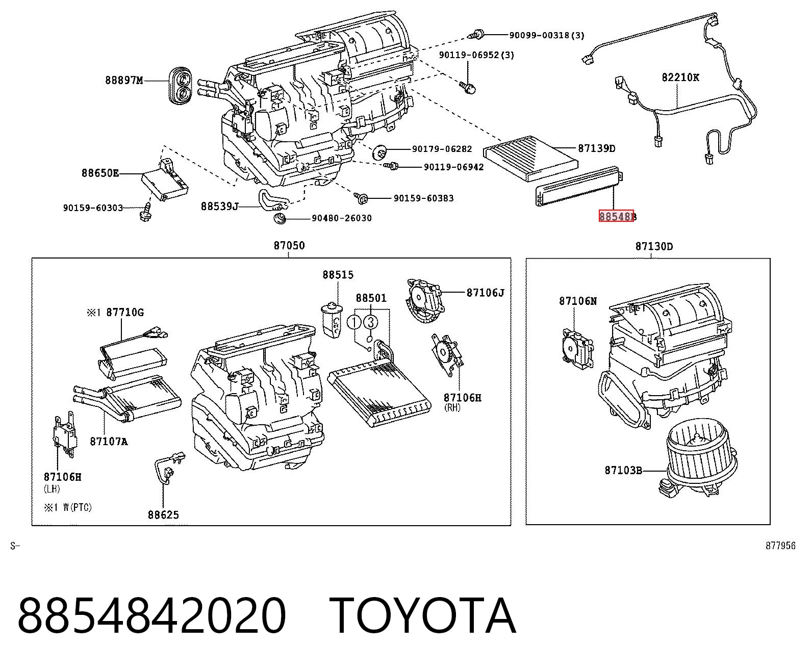 8854842020 Toyota Tampa de filtro de salão