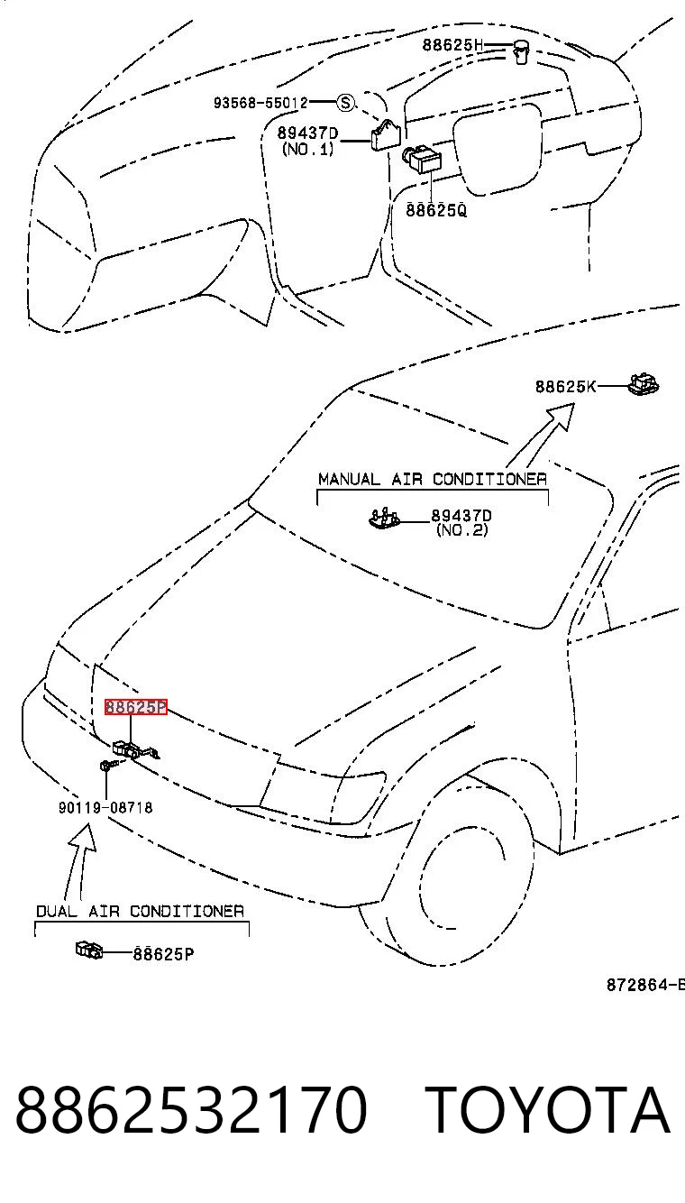 8862532170 Toyota Sensor de temperatura do meio ambiente