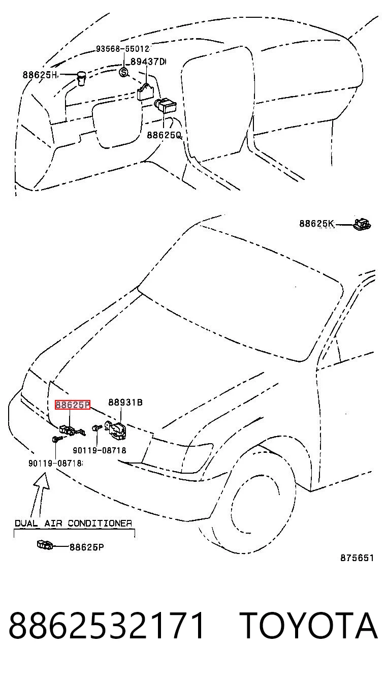 8862532171 Toyota Sensor de temperatura do meio ambiente