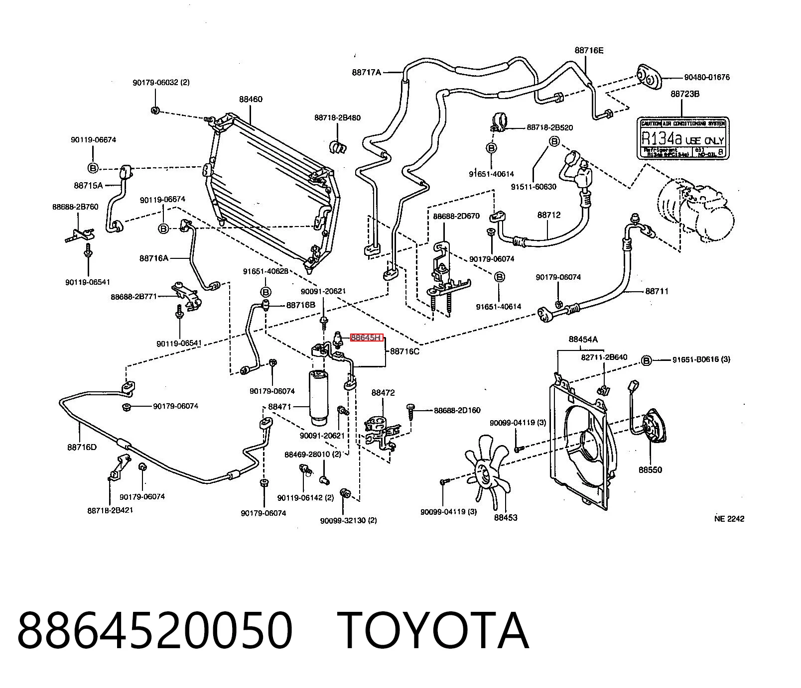 8864520050 Toyota Sensor de pressão absoluta de aparelho de ar condicionado