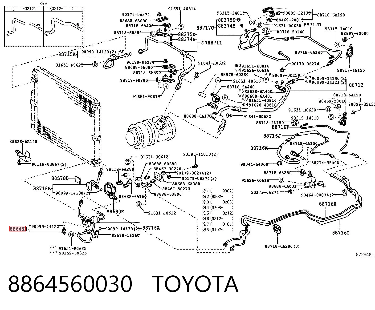 8864560030 Toyota Sensor de pressão absoluta de aparelho de ar condicionado