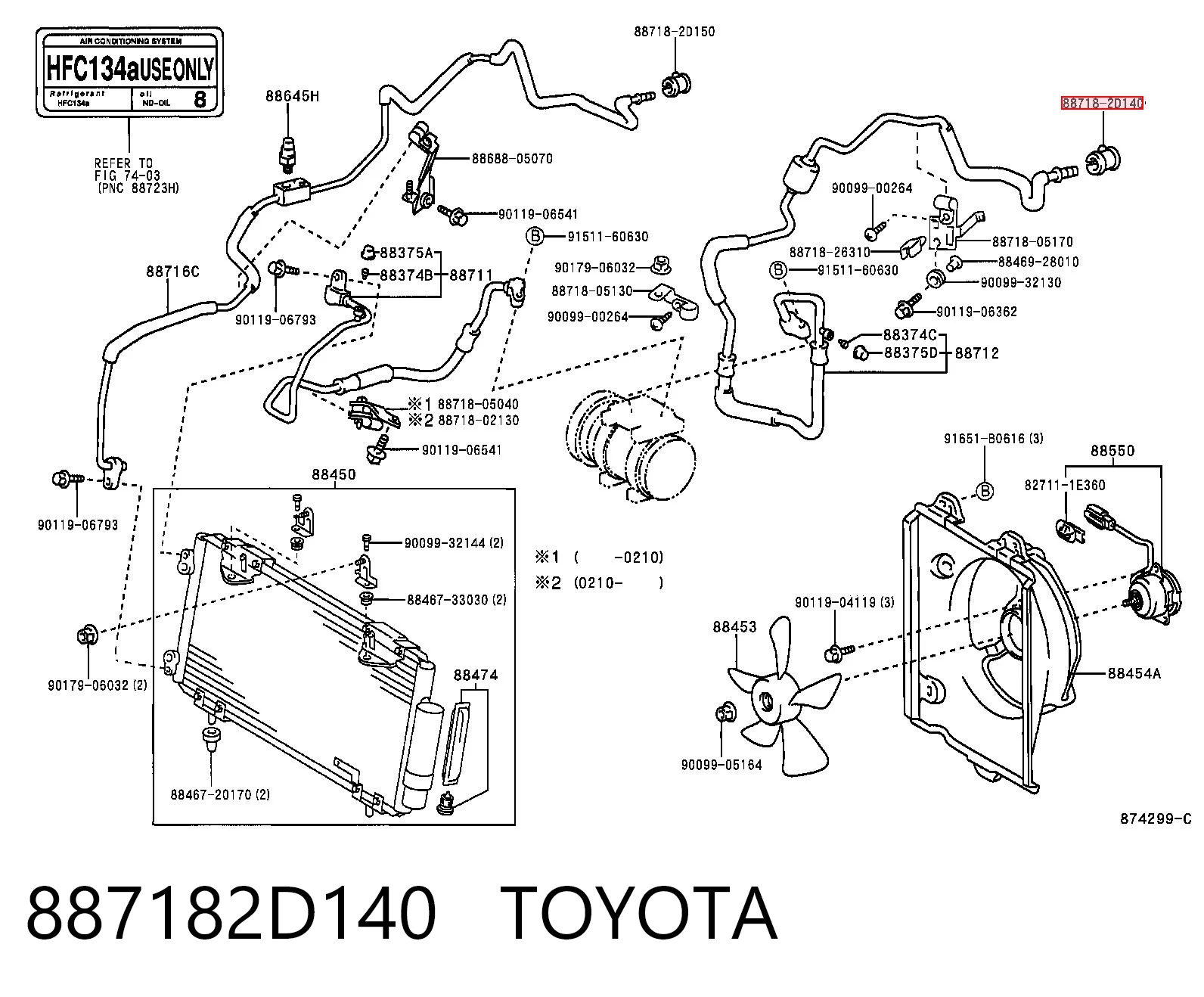 887182D140 Toyota Braçadeira de mangueira de aparelho de ar condicionado