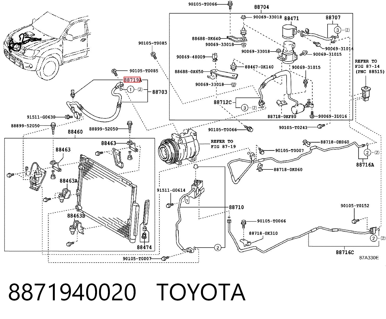 8871940020 Toyota Sensor de pressão absoluta de aparelho de ar condicionado