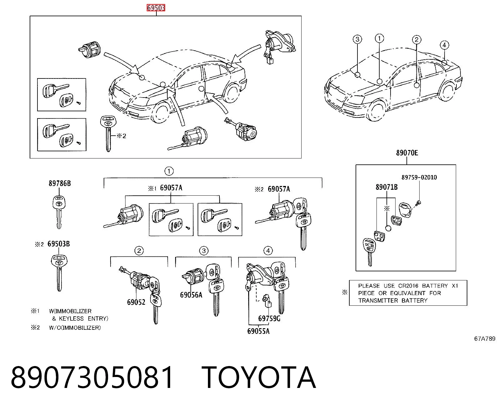 Cilindros de fecho, kit para Toyota Avensis II T25