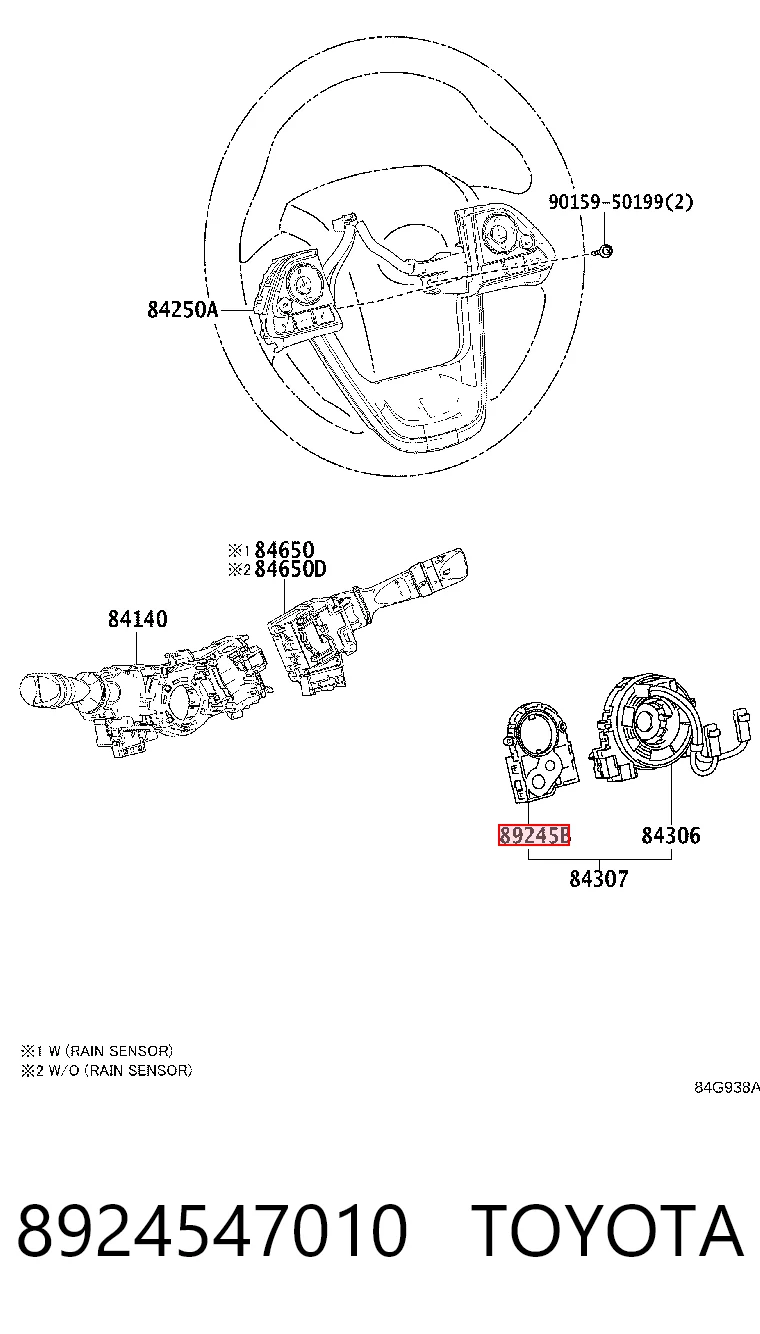 8924547010 Toyota Sensor do ângulo de viragem do volante de direção