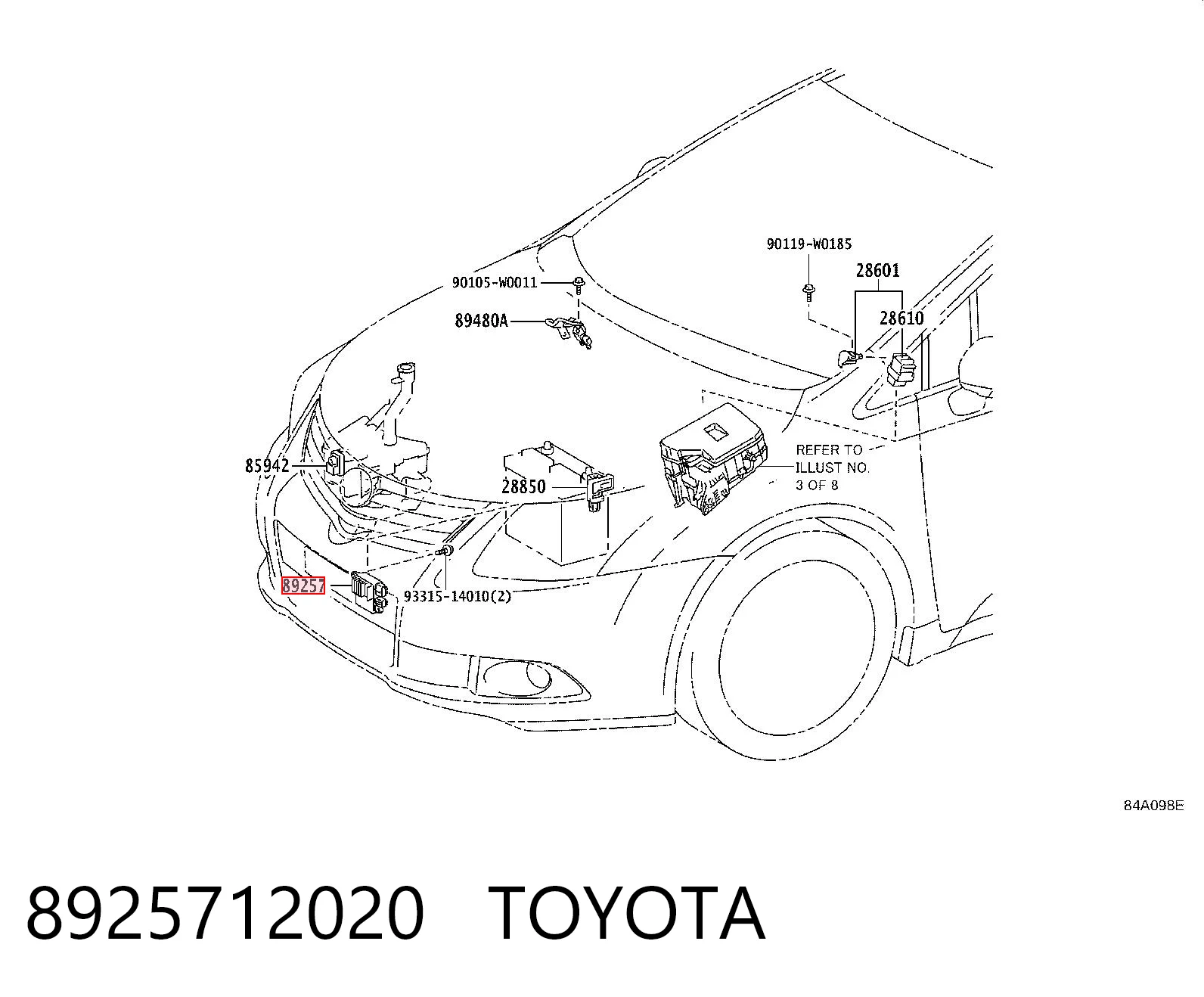 8925712020 Toyota Regulador de revoluções de ventilador de esfriamento (unidade de controlo)