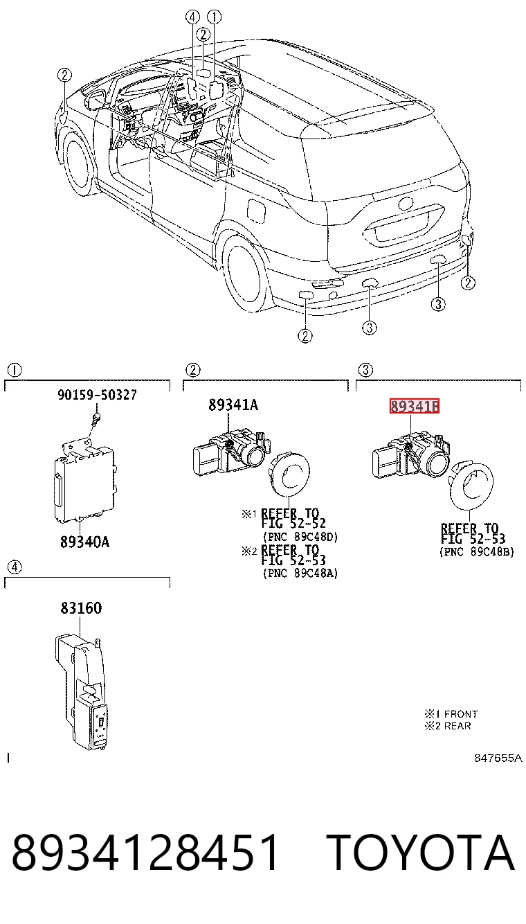 8934128451 Toyota Sensor traseiro de sinalização de estacionamento (sensor de estacionamento)