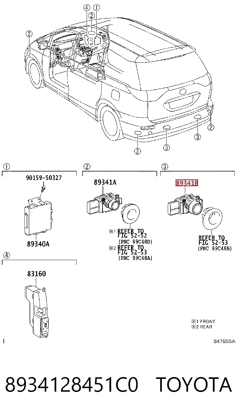 8934128451C0 Toyota Sensor traseiro de sinalização de estacionamento (sensor de estacionamento)