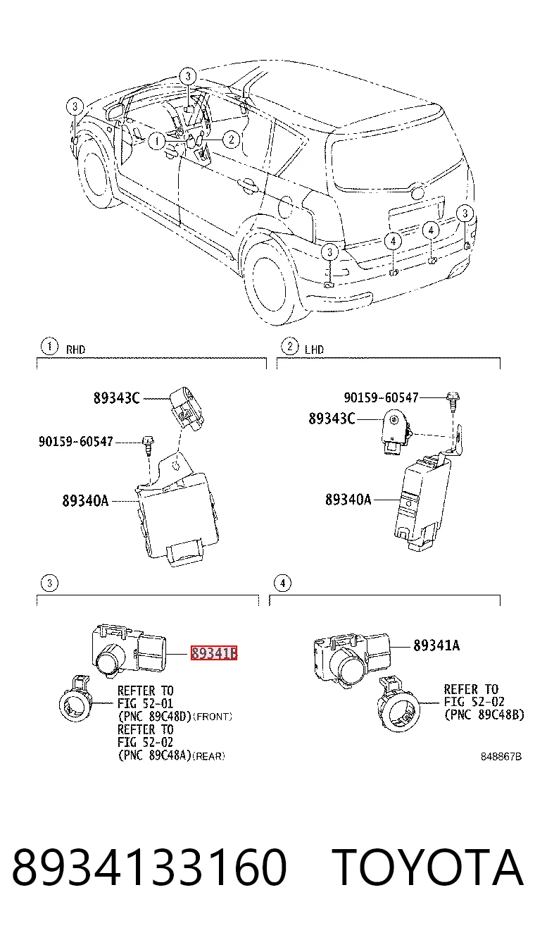 8934133160 Toyota Sensor dianteiro lateral de sinalização de estacionamento (sensor de estacionamento)