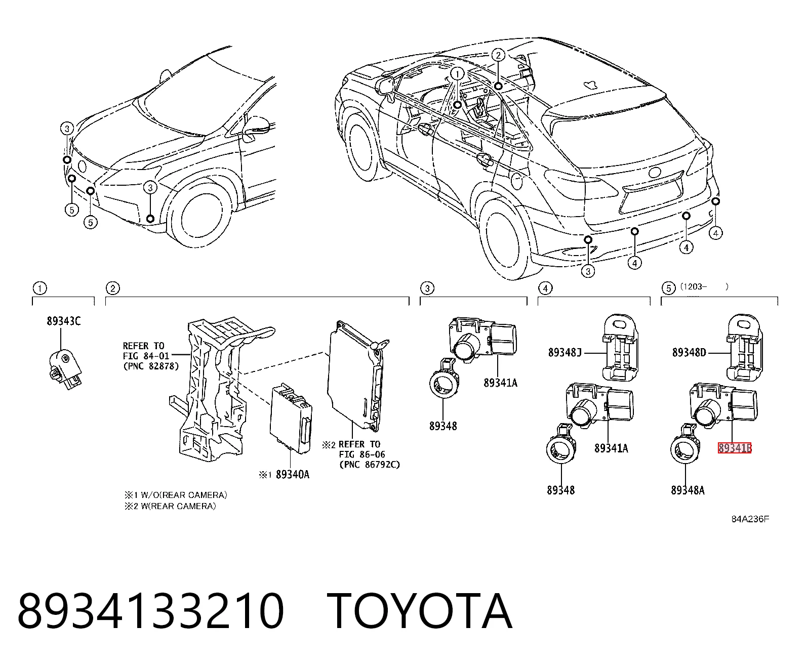 8934133210 Toyota Sensor de sinalização de estacionamento (sensor de estacionamento) dianteiro/traseiro lateral