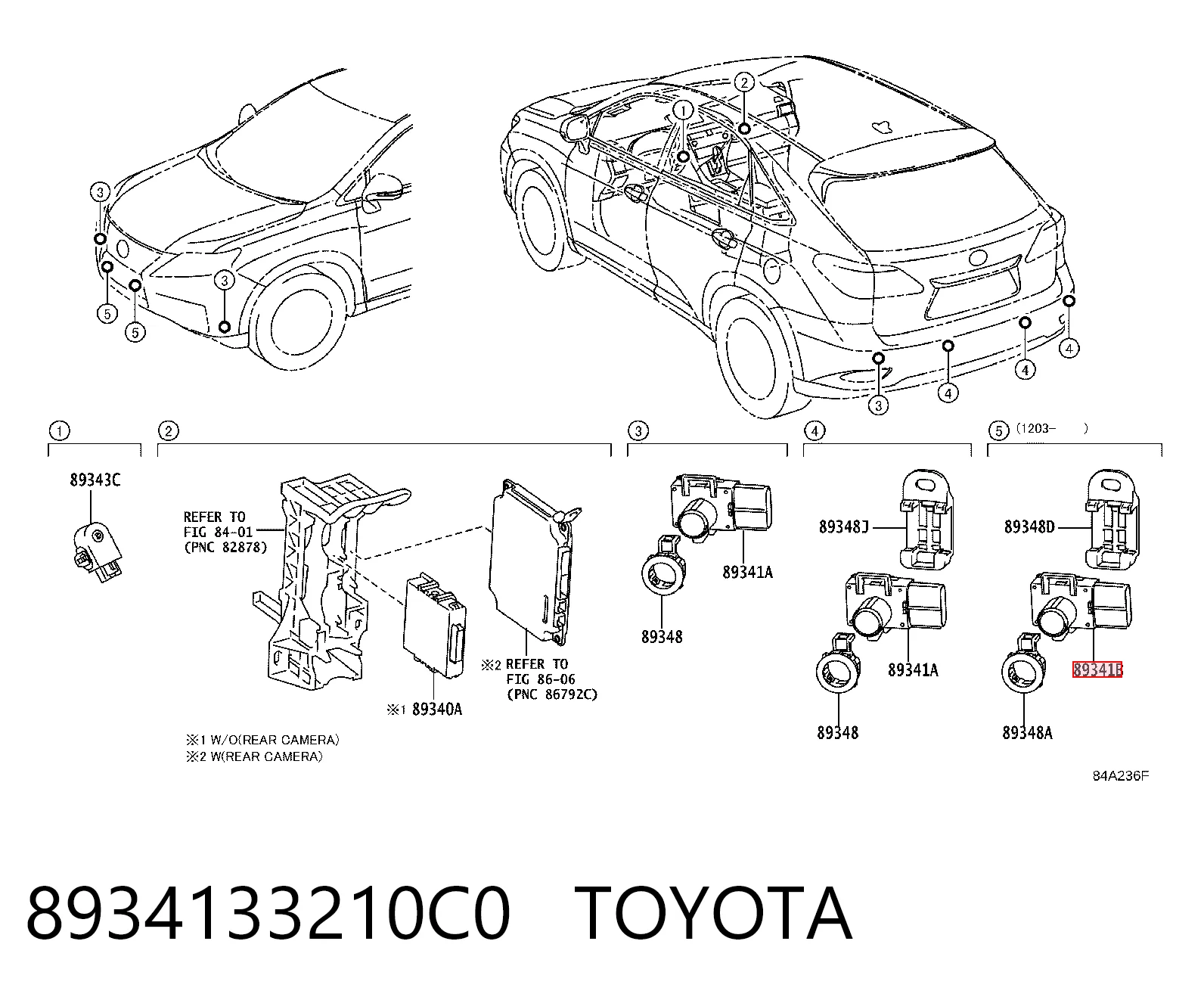 8934133210C0 Toyota Sensor de sinalização de estacionamento (sensor de estacionamento) dianteiro/traseiro lateral