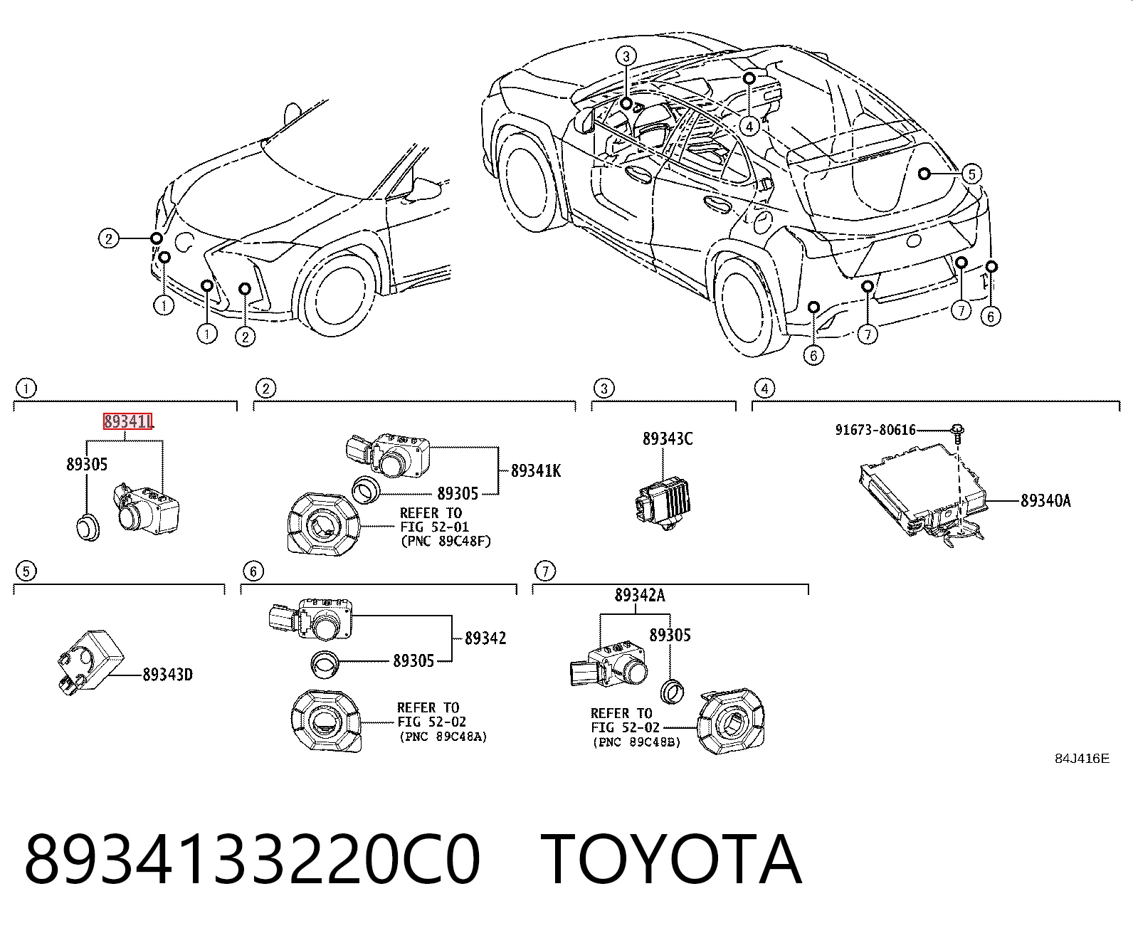 8934133220C0 Toyota Sensor dianteiro de sinalização de estacionamento (sensor de estacionamento)