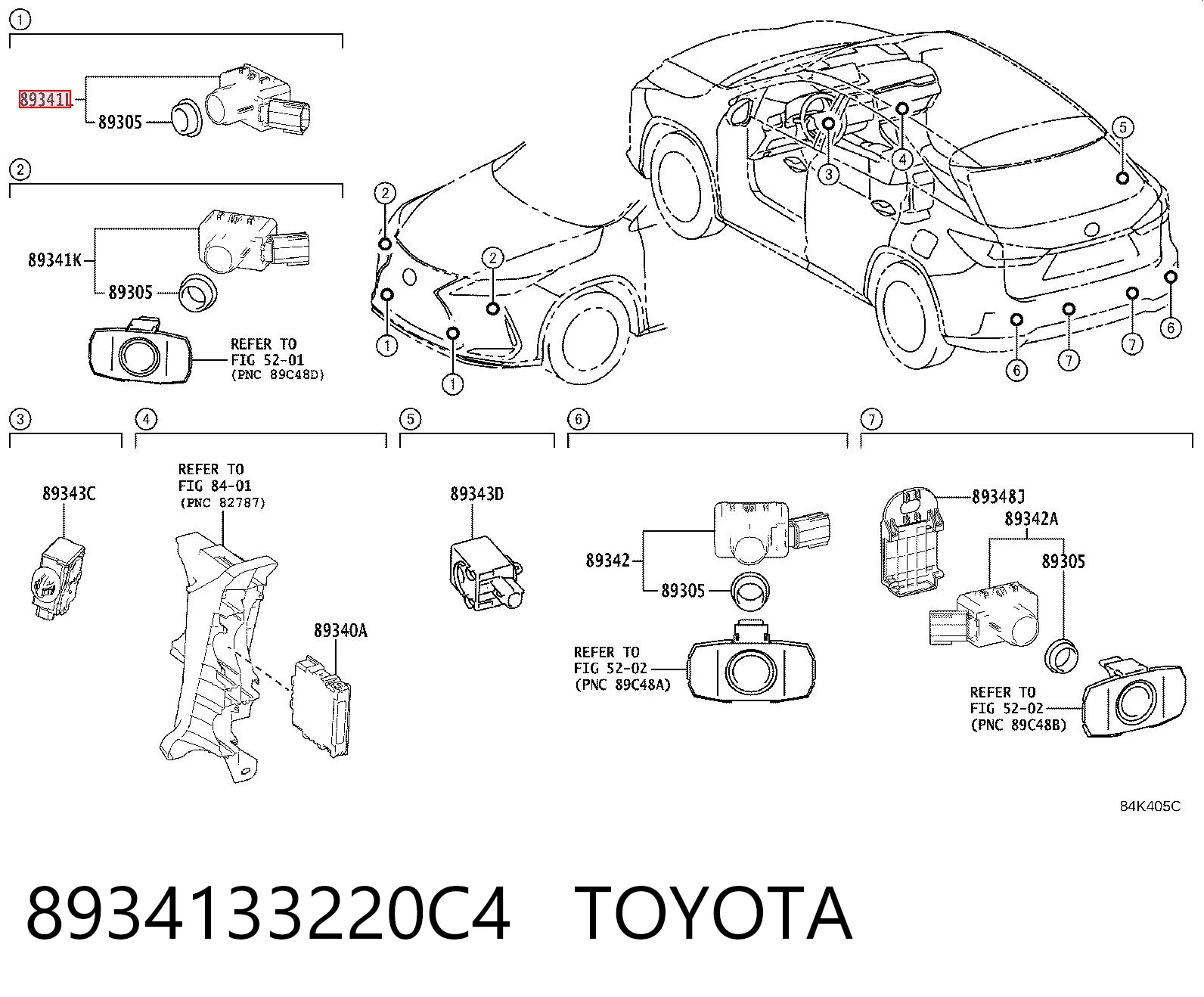 8934133220C4 Toyota Sensor dianteiro de sinalização de estacionamento (sensor de estacionamento)
