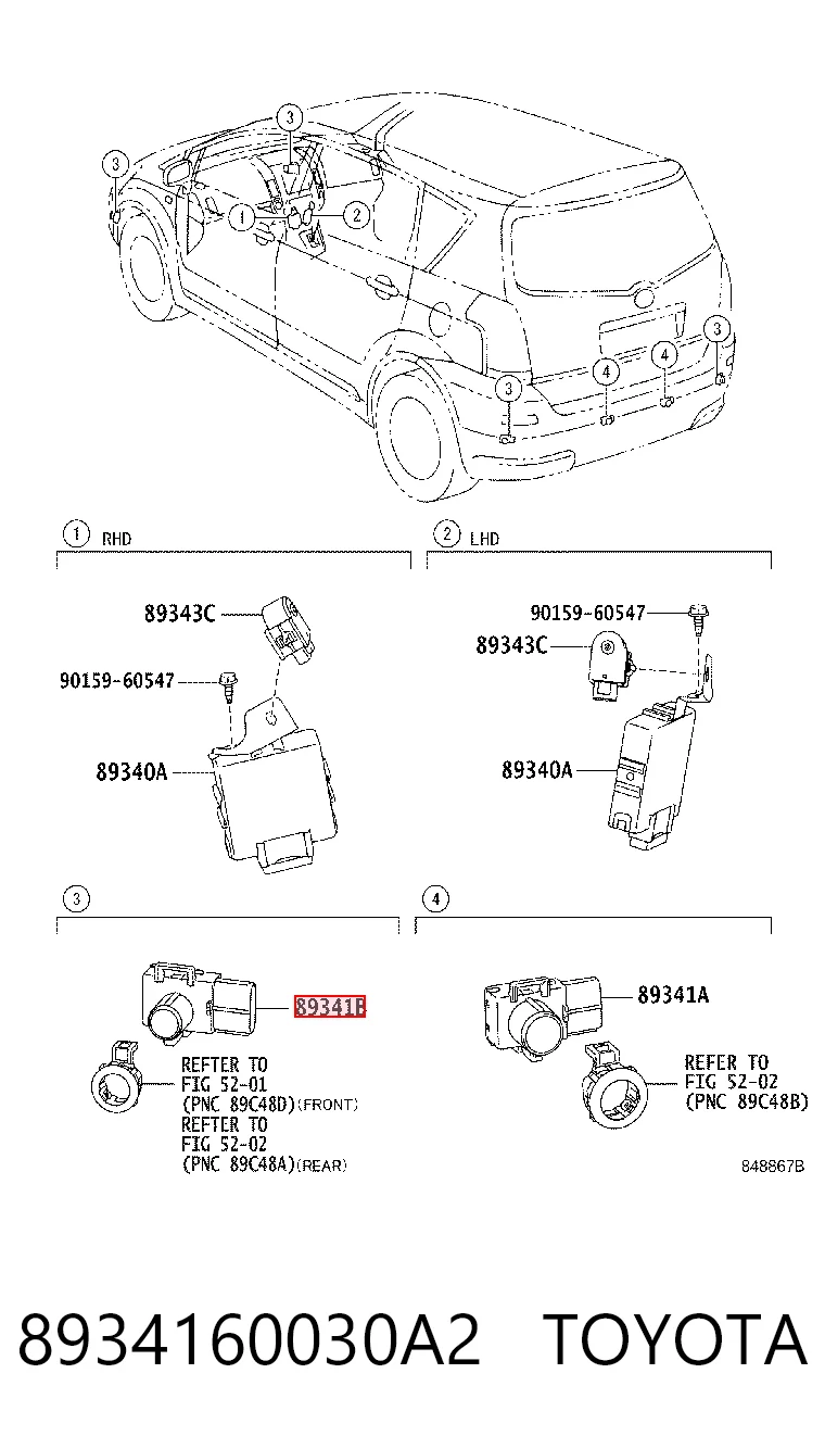 8934160030A2 Toyota Sensor dianteiro lateral de sinalização de estacionamento (sensor de estacionamento)