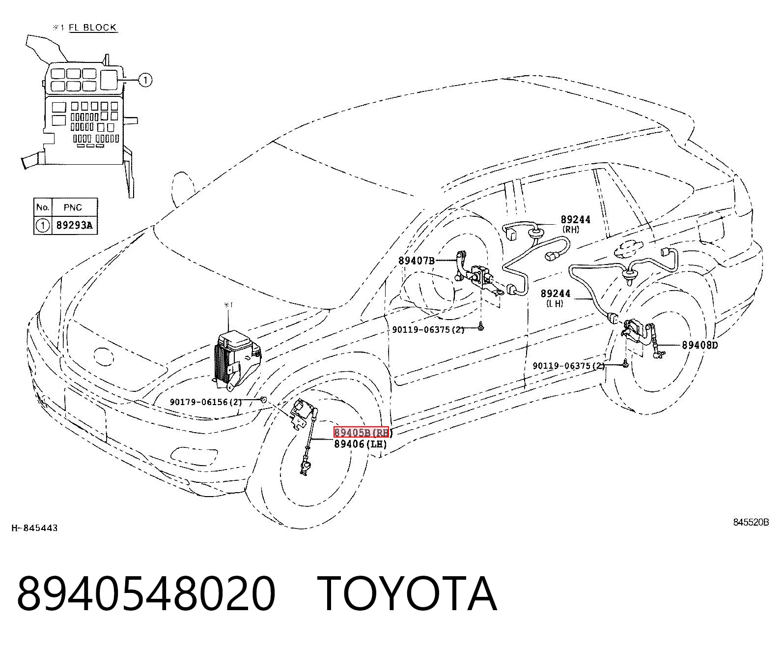 8940548020 Toyota Sensor dianteiro direito do nível de posição de carroçaria