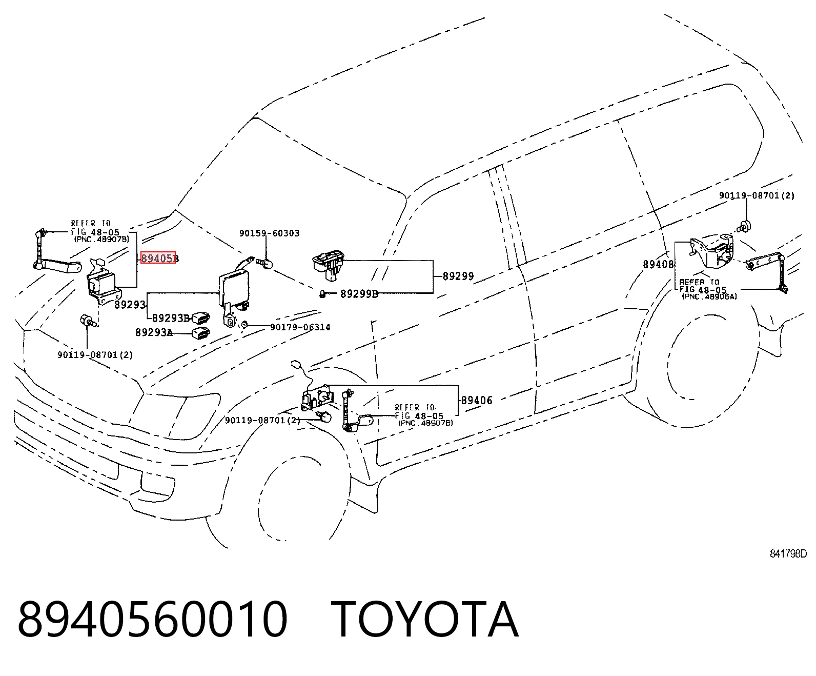 8940560010 Toyota Sensor dianteiro direito do nível de posição de carroçaria